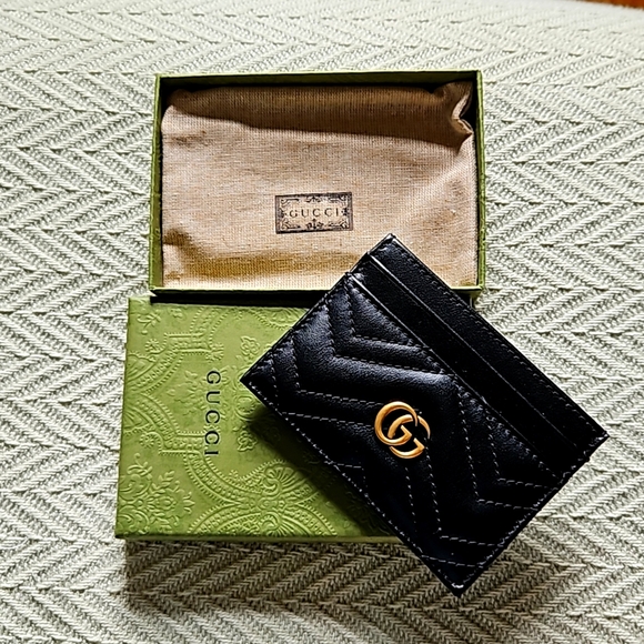 NIB Gucci Marmont Card Case - black leather - Picture 2 of 5
